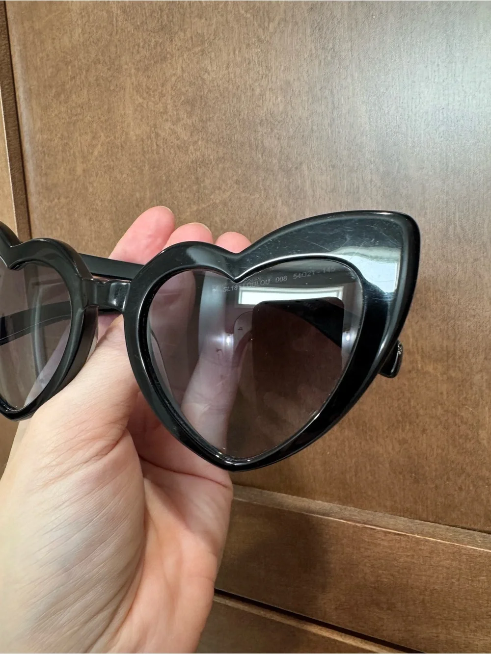 Saint Laurent SL181 LOULOU 008 Heart Sunglasses Black Frame Gray Gradient VGUC